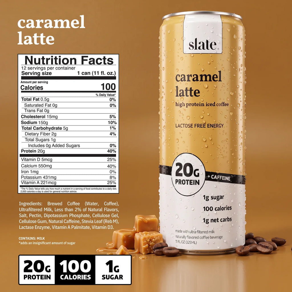 Slate Caramel Latte Protein Iced Coffee 12 Pack