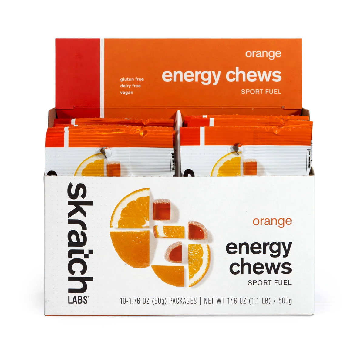 Skratch Labs Energy Chews Orange 50 g — Caja 10 piezas