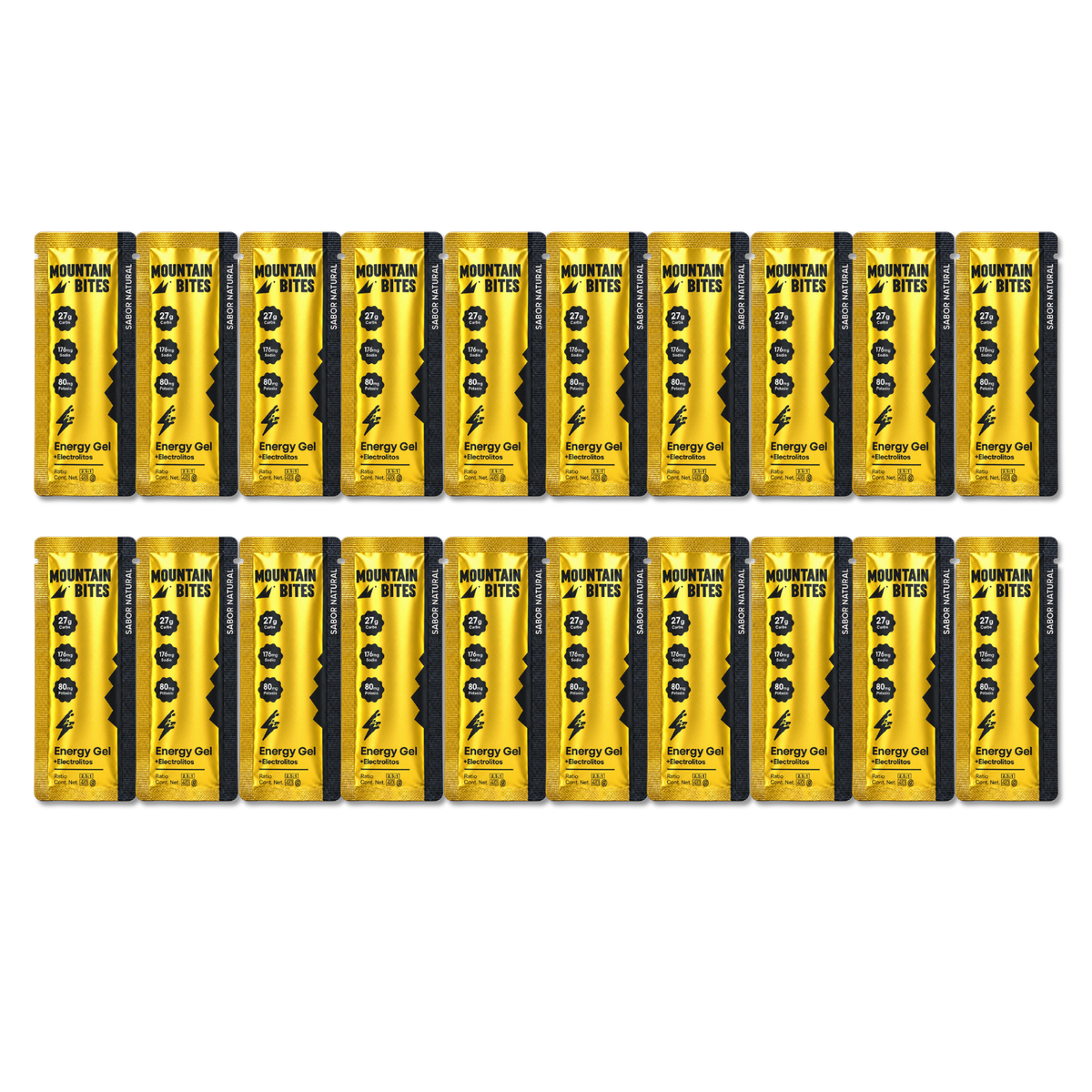 Mountain Bites Energy Gel + Electrolitos | Caja de 20 Hidrogeles