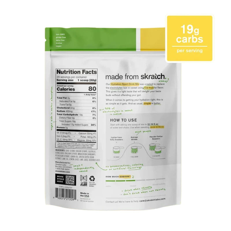 Skratch Labs Hydration Mix Lemons & Limes + Caffeine 440gr