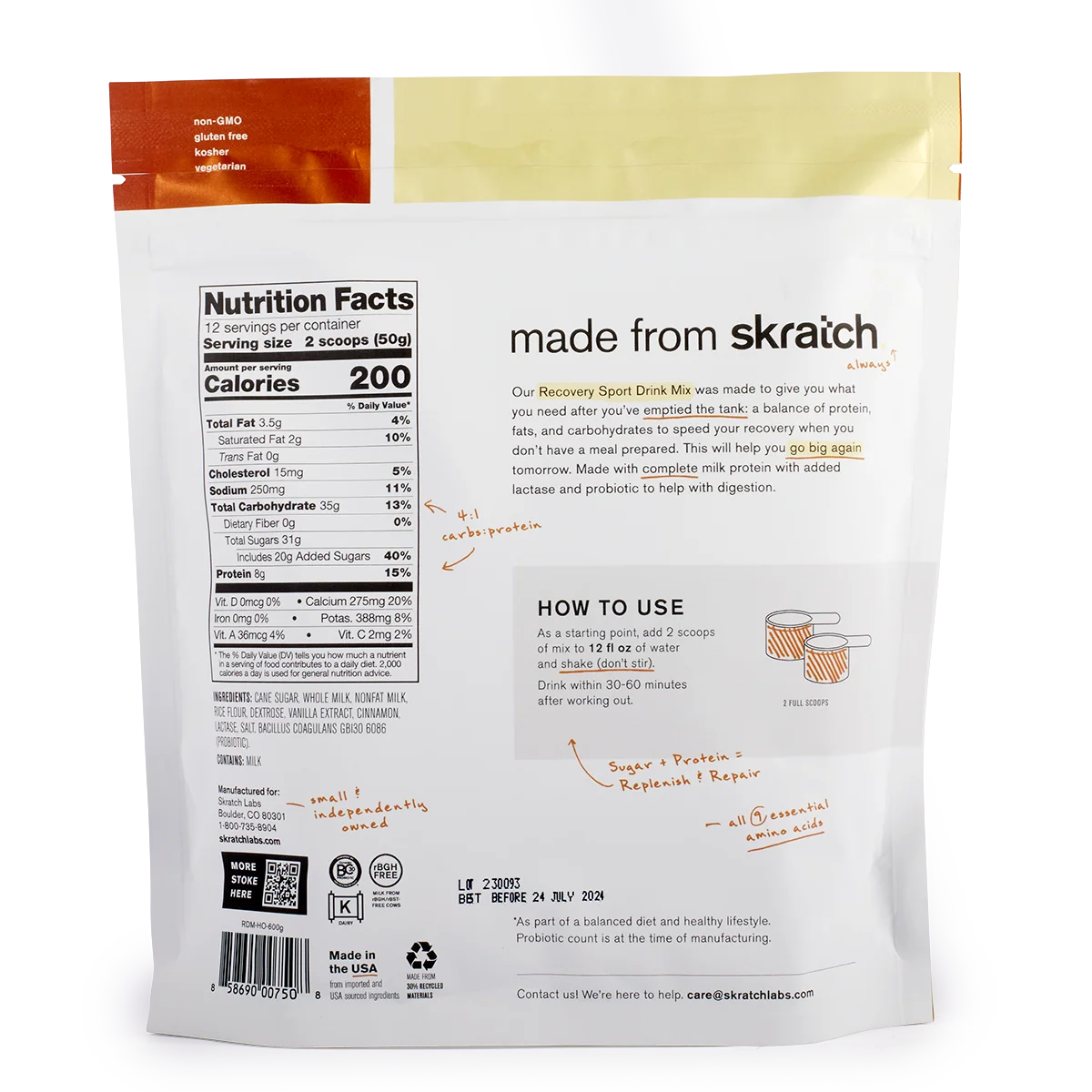 Skratch Labs Recovery Sport Drink Mix Horchata 600gr