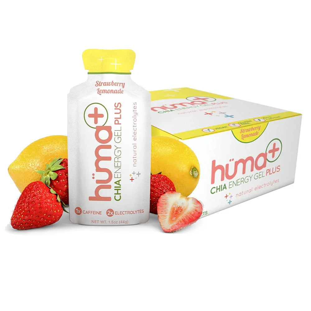 Huma Plus Chia Energy Gel Strawberry Lemonade con Cafeína 44 g — Caja 24