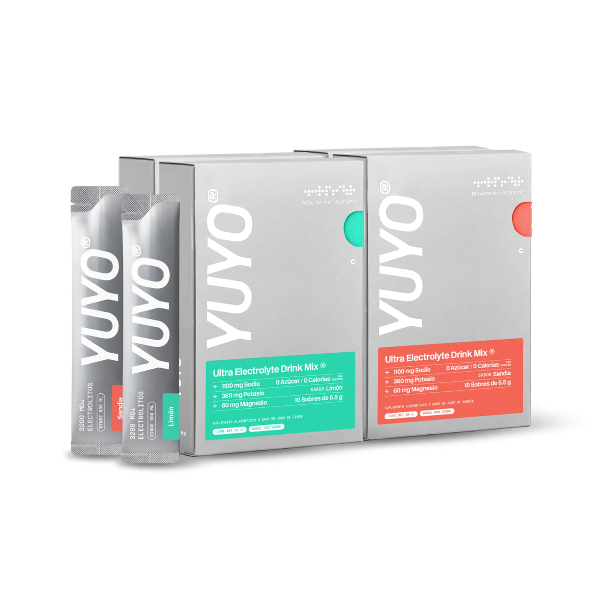 YUYO Ultra Electrolytes Limón y Sandía 4 Pack c/10 Sticks