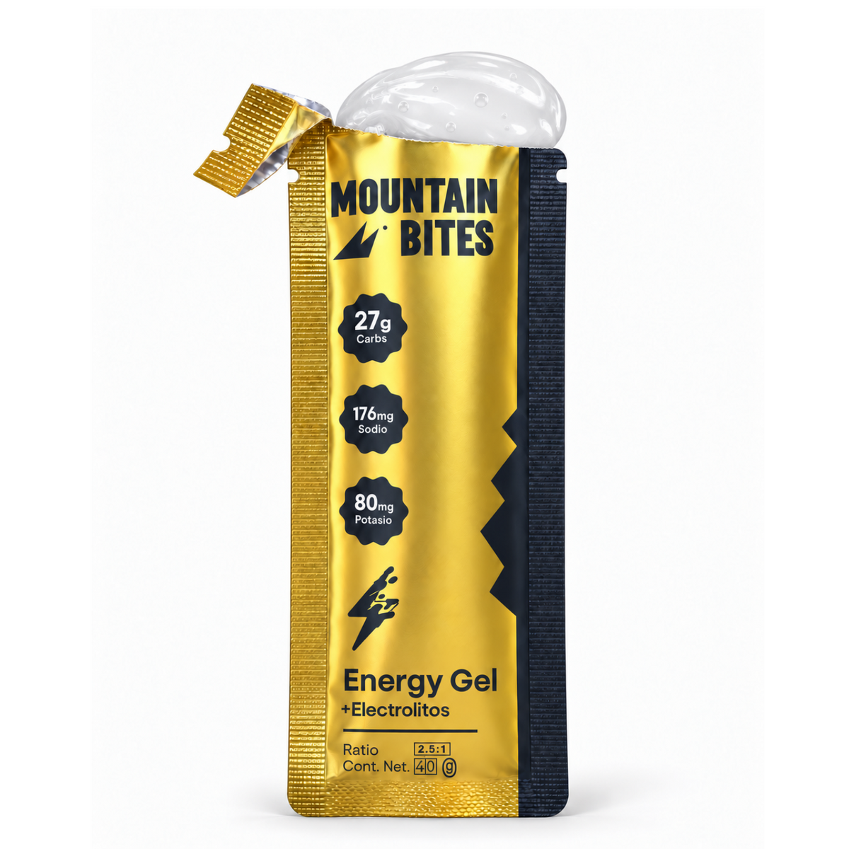 Mountain Bites Energy Gel caja de 20 piezas imagen referencial de sobre individual