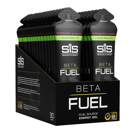 SiS Beta Fuel Gel + Electrolyte Raspberry & Lemon 60 ml — Caja 30 geles
